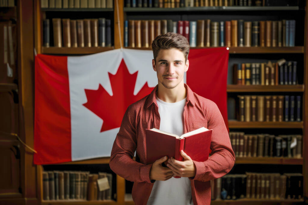 Student in Canadian Library